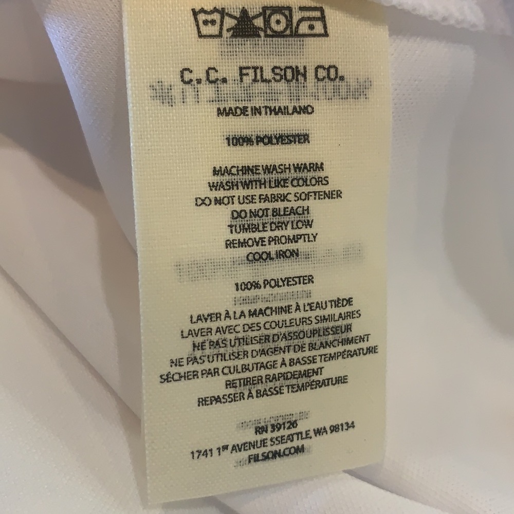 C.C. Filson Long Sleeve Barrier T-Shirt, NEW White - Picture 4 of 5